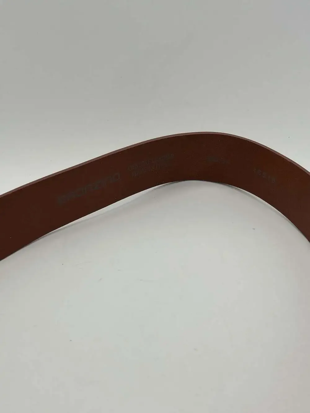 Bronzino Genuine Leather Brown Belt with Ornate Brass and Stone Buckle